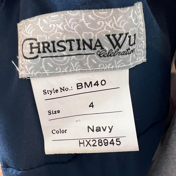 Christina Wu Celebration Navy Sleeveless Dress Style BM40 New Size 4 Bridesmaid - Picture 5 of 8